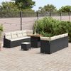 vidaXL Garten-Sofa-Set mit Kissen 11 pcs Schwarz Poly Rattan