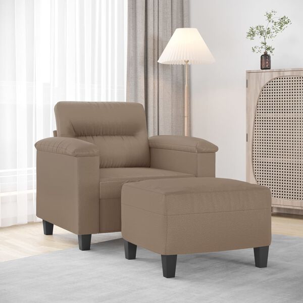 vidaXL Sessel mit Hocker Cappuccino-Braun 60 cm Kunstleder