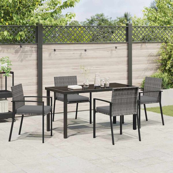 vidaXL Garten Essgruppe 5 pcs Grau Pulverbeschichteter Stahl
