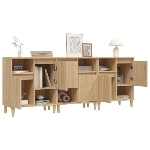 vidaXL Sideboards 3 Stk. Sonoma-Eiche 60x35x70 cm Holzwerkstoff