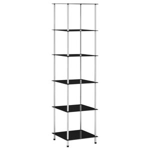 vidaXL Regal mit 6 Ablagen Schwarz 40x40x160 cm Hartglas