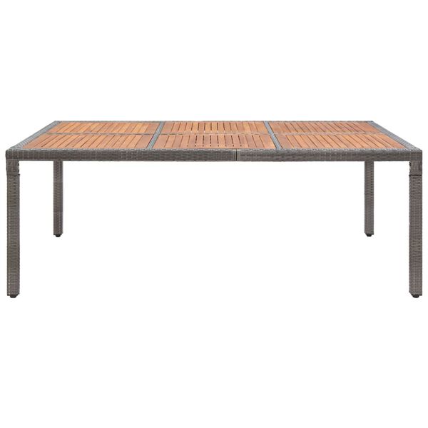 vidaXL Gartentisch Grau 200x150x74 cm Poly Rattan und Akazienholz