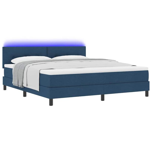 vidaXL Boxspringbett mit Matratze mit LED Blau 180 x 200 cm Stoff