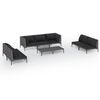 vidaXL 8-tlg. Garten-Lounge-Set mit Kissen Poly Rattan Dunkelgrau