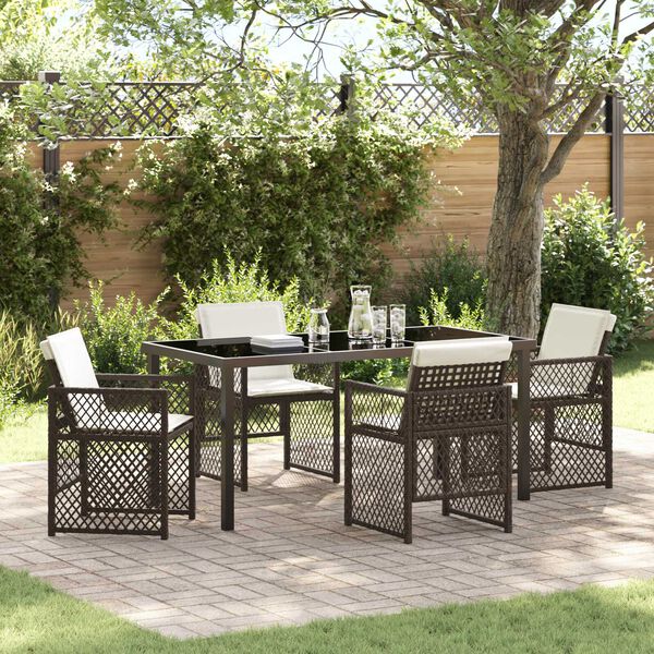 vidaXL Garten Essgruppe 5 pcs Braun Poly-Rattan