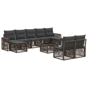vidaXL Gartensofa-set 10 pcs Grau und Dunkelgrau Poly-Rattan
