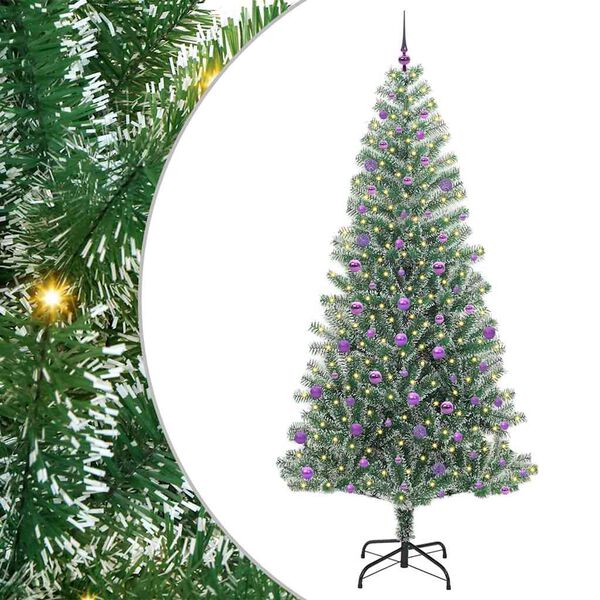 vidaXL K&uuml;nstlicher Weihnachtsbaum beschneit mit LED Licht 240 cm