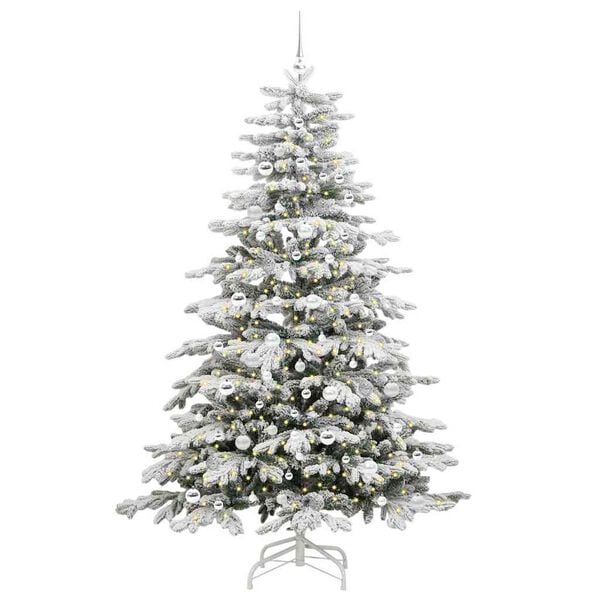 vidaXL K&uuml;nstlicher klappbarer Weihnachtsbaum Wei&szlig; 210 cm PE und PVC