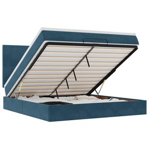 vidaXL Ottoman-Bett mit Matratzen Dunkelblau 160x200 cm Samt