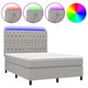 vidaXL Boxspringbett mit Matratze & LED Hellgrau 140x190 cm Stoff