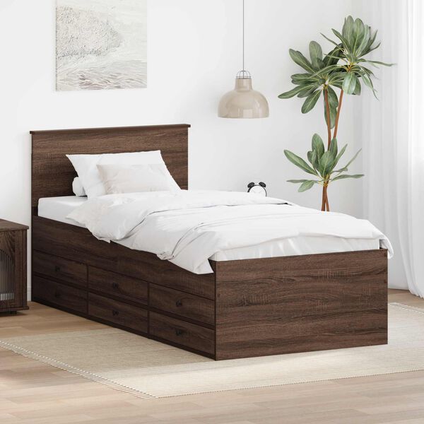 vidaXL Tagesbett Braun Eiche und Schwarz 90 x 200 cm Holzwerkstoff