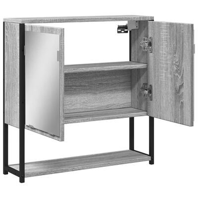 vidaXL Bad-Spiegelschrank Grau Sonoma 60x16x60 cm Holzwerkstoff