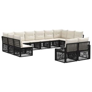 vidaXL Gartensofa-set 12 stk. Schwarz Poly-Rattan