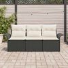 vidaXL Sofa Set mit Kissen 3 pcs Schwarz Poly-Rattan