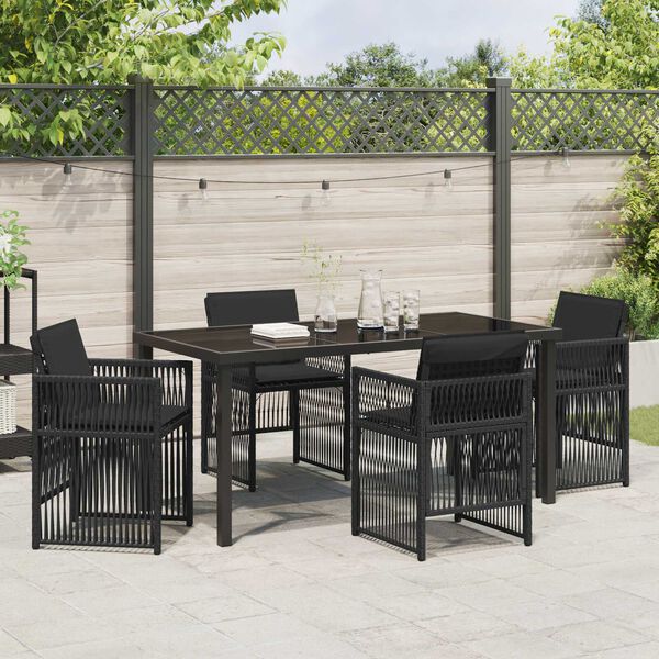 vidaXL Garten Essgruppe 5 pcs Schwarz Pulverbeschichteter Stahl