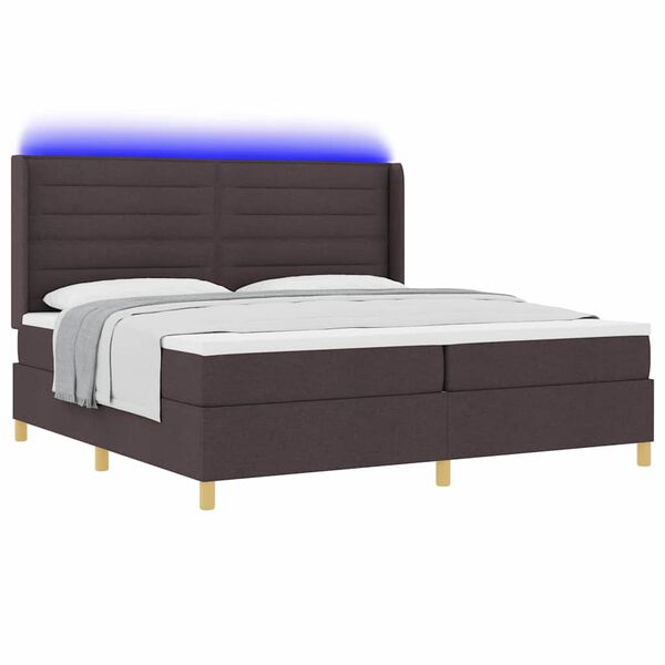 vidaXL Boxspringbett mit Matratze mit LED Braun 200 x 200 cm Stoff