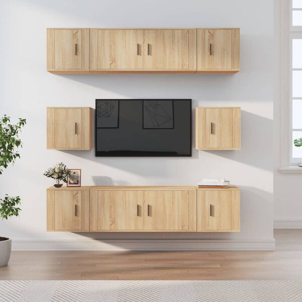 vidaXL 8-tlg. TV-Schrank-Set Sonoma-Eiche Holzwerkstoff