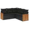 vidaXL 5-tlg. Garten-Sofagarnitur mit Kissen Schwarz Poly Rattan