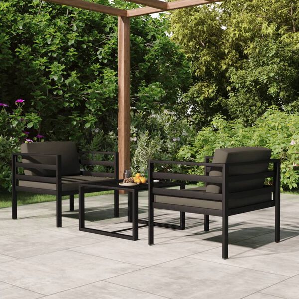 vidaXL 3-tlg. Garten-Lounge-Set mit Kissen Aluminium Anthrazit