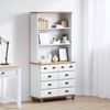 vidaXL Hutch ASKIM Wei&szlig; 91 x 40 x 184 cm Massives Kiefernholz