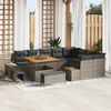 vidaXL Garten-Sofa-Set mit Kissen mit Speicher Grau Poly Rattan
