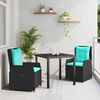 vidaXL Garten Essgruppe 3 pcs Schwarz Poly Rattan
