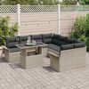 vidaXL Gartensofa-set mit Kissen 9 pcs Hellgrau Poly-Rattan