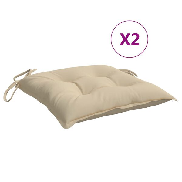 vidaXL Stuhlkissen 2 Stk. Beige 50x50x7 cm Oxford-Gewebe