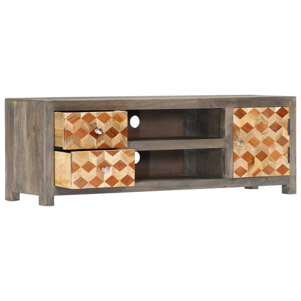vidaXL TV-Schrank Grau 120x30x40 cm Massivholz Mango