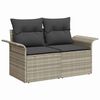 vidaXL Garten-Sofa-Set mit Kissen 7 pcs Hellgrau Poly Rattan