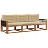 vidaXL Outdoor-Sofagarnitur mit Kissen 3 pcs Natur und Beige