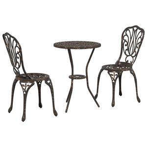vidaXL Garten Bistro Set 3 pcs Bronze Aluminium