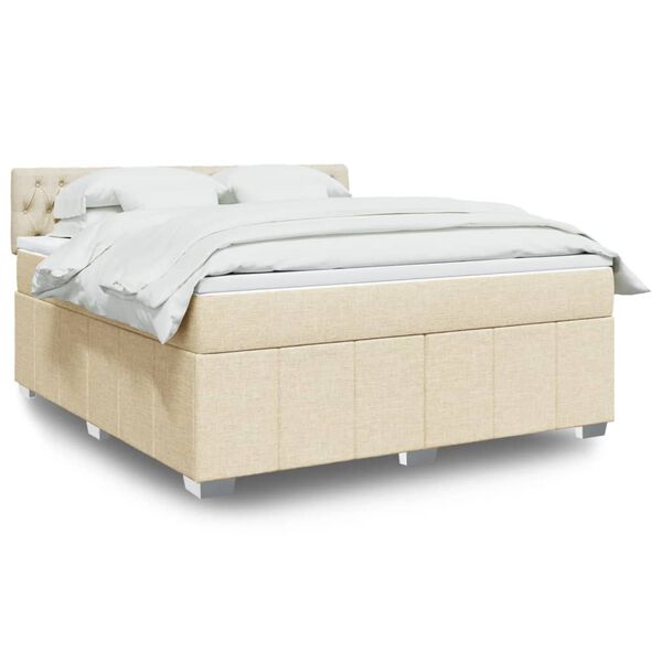 vidaXL Boxspringbett mit Matratze Creme 180x200 cm Stoff