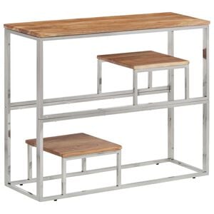 vidaXL Konsolentisch Silbern Edelstahl und Massivholz Akazie