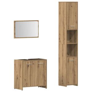 vidaXL 3-tlg. Badm&ouml;bel-Set Artisan-Eiche Holzwerkstoff
