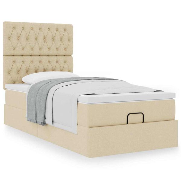 vidaXL Ottoman-Bett mit Matratze Creme 80x200 cm Stoff