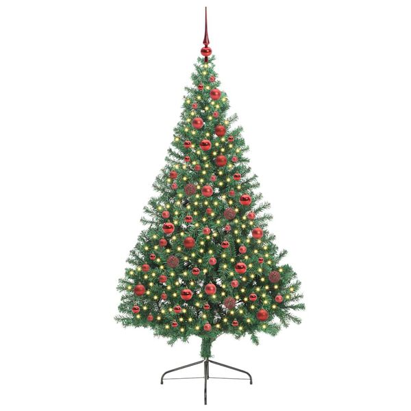 vidaXL K&uuml;nstlicher vorbeleuchteter Weihnachtsbaum Gr&uuml;n 180 cm PVC