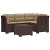 vidaXL 4-Sitzer Garten Sofa mit Kissen Rattan Look PP Braun