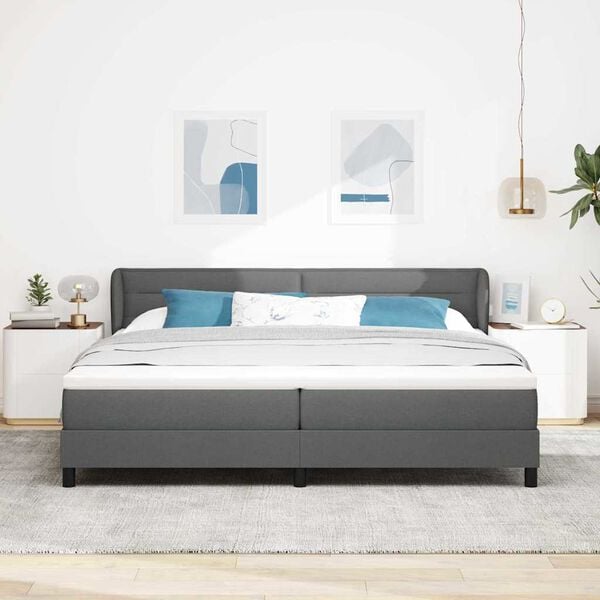 vidaXL Boxspringbett mit Matratze Dunkelgrau 200 x 200 cm Stoff