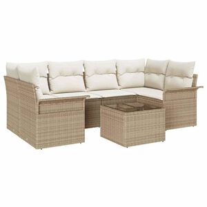 vidaXL Gartensofa-set 7 pcs 6-Seater Beige und Creme Poly-Rattan