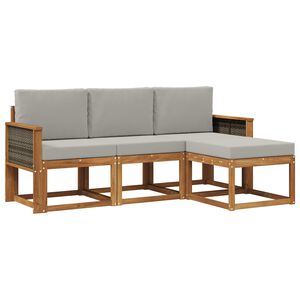 vidaXL Outdoor-Sofagarnitur mit Kissen 4 pcs Nat&uuml;rlich und Hellgrau