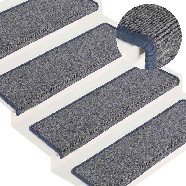 vidaXL Stufenmatten 30 Stk. 65 x 21 x 4 cm Hellgrau und Blau Rechteckiger Rand