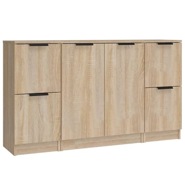 vidaXL Sideboards 3 Stk. Sonoma-Eiche Holzwerkstoff