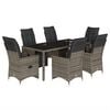 vidaXL 7-tlg. Garten-Bistro-Set mit Kissen Grau Poly Rattan