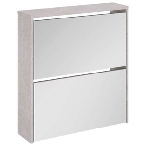 vidaXL Schuhschrank mit Spiegel 2 F&auml;cher Betongrau 63x17x67 cm