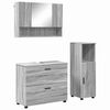 vidaXL Badezimmerm&ouml;bel-Set 3 pcs Graues Sonoma Sperrholz und Metall