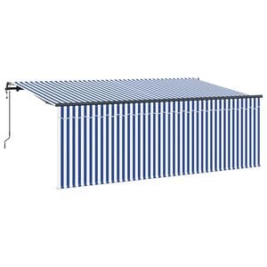 vidaXL Ausziehbare Markise Blau und Wei&szlig; 350 x 200 cm
