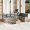 vidaXL Garten-Sofa-Set mit Kissen 9 pcs Beige Poly Rattan