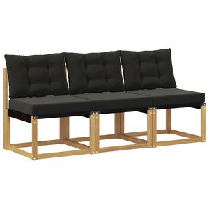 vidaXL 3 stk. Outdoor Mittelsofa Massivholz Akazie und Textilene Stoff