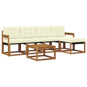 vidaXL Outdoor-Sofagarnitur mit Kissen 6 pcs Natur und Creme